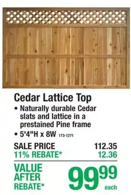 Menards Cedar Lattice Top offer