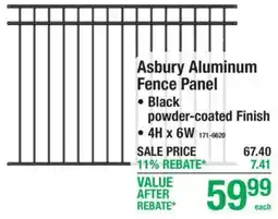 Menards Asbury aluminum fence panel offer