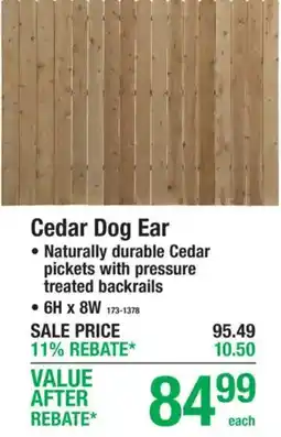 Menards Cedar Dog Ear offer