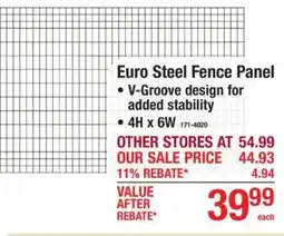 Menards Euro steel fence panel offer