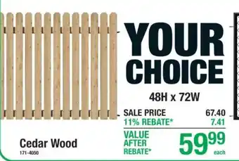 Menards Cedar Wood offer