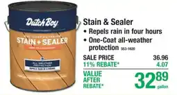 Menards Dutch Boy stain + sealer offer