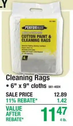 Menards Performax multi-purpose cotton paint & cleaning rags offer