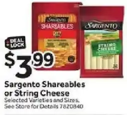 Stop&Shop Sargento Shareables or String Cheese offer