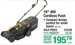 Menards Husqvarna 18" 40V Cordless Push offer