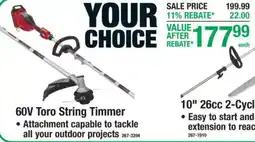 Menards 60V Toro String Timmer offer