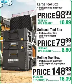 Menards Toughbuilt stacktech large tool box offer