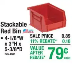 Menards Stackable Red Bin offer