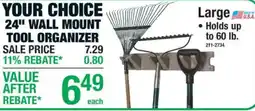 Menards Your Choice 24" Wall Mount Tool Organizer offer