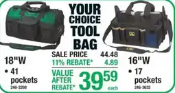 Menards Your Choice Tool Bag offer