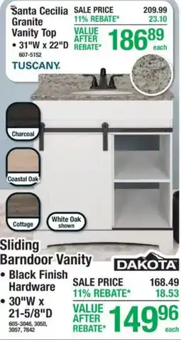 Menards Dakota sliding barndoor vanity offer
