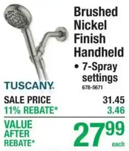 Menards Tuscany brushed nickel finish handheld offer