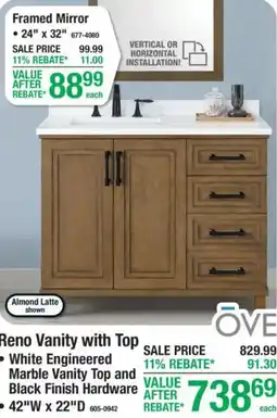 Menards Ove Reno Vanity with Top offer