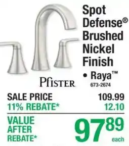 Menards Pfister spot defense brushed nickel finish raya offer