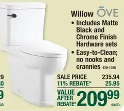 Menards Willow Ove toilet offer