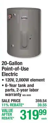 Menards Richmond 20-Gallon Point-of-Use Electric offer