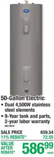 Menards Rheem 50-Gallon Electric offer