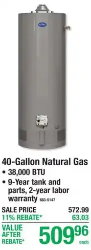 Menards 40-Gallon Natural Gas offer