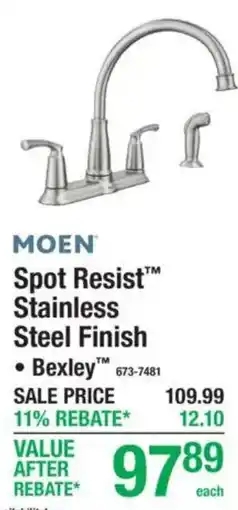 Menards Moen spot resist stainless steel finish bexley offer