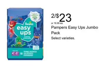 Walgreens Pampers Easy Ups Jumbo Pack offer
