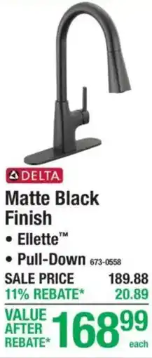 Menards Delta matte black finish ellette pull-down offer