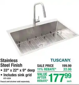 Menards Tuscany stainless steel finish sink offer