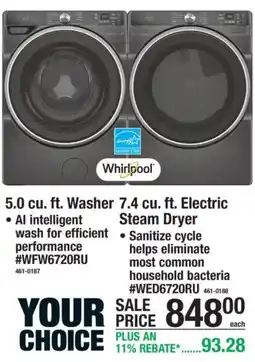 Menards Whirlpool your choice offer