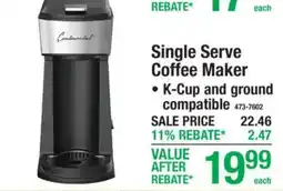 Menards Continental single serve coffee maker offer