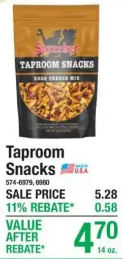 Menards Taproom Snacks offer