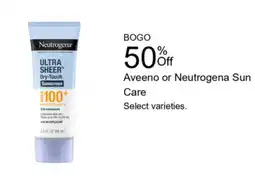 Walgreens Aveeno or Neutrogena Sun Care offer