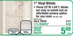 Menards 1" Vinyl Blinds offer
