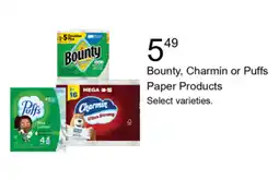 Walgreens Bounty, Charmin or Puffs Paper Products offer