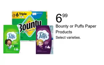 Walgreens Bounty or Puffs Paper Products offer
