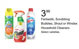 Walgreens Fantastik, Scrubbing Bubbles, Shout or Windex Household Cleaners offer