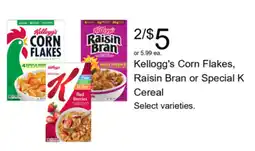 Walgreens Kellogg's Corn Flakes, Raisin Bran or Special K Cereal offer