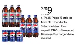 Walgreens Pepsi Bottle or Mini Can Products offer