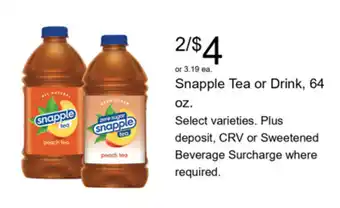Walgreens Snapple Tea or Drink offer