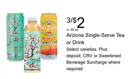 Walgreens Arizona Single-Serve Tea or Drink offer