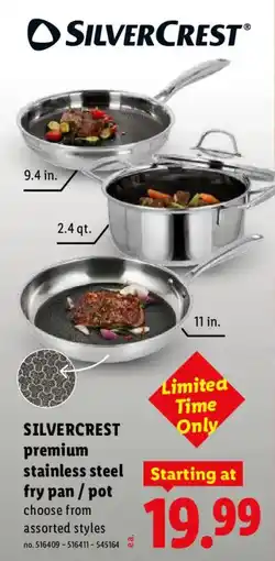 Lidl Silvercrest premium stainless steel fry pan / pot offer
