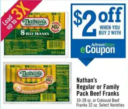 Price Chopper Nathan's Regular or Family Pack Beef Franks offer