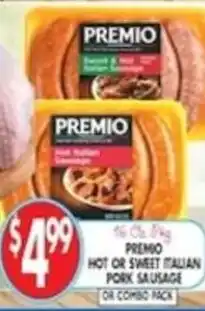 Compare Foods Premio hot or sweet italian pork sausage offer