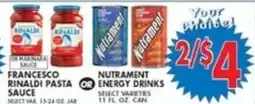 Compare Foods Francesco rinaldi pasta sauce or nutrament energy drinks offer