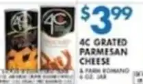 Compare Foods 4c grated parmesan cheese & parm romano offer