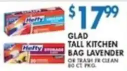Compare Foods Glad tall kitchen bag lavender offer