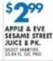 Compare Foods Apple & Eve sesame street juice offer