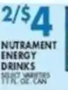 Compare Foods Nutrament energy drinks offer