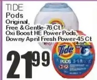 Key Food Tide Pods Original, Free & Gentle, Oxi Boost HE Power Pods, Downy April Fresh Power Pods offer