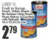 Key Food Libby's Fruit in Syrup Peach, Yellow Peach, No Sodium Cling Peach, Pears Halves or Cocktail with Splenda offer