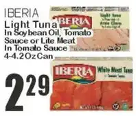 Key Food Iberia light tuna in soybean oil, tomato sauce or lite meat in tomato sauce offer