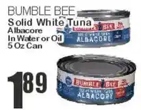 Key Food Bumble Bee Solid White Tuna Albacore In Water or Oil offer